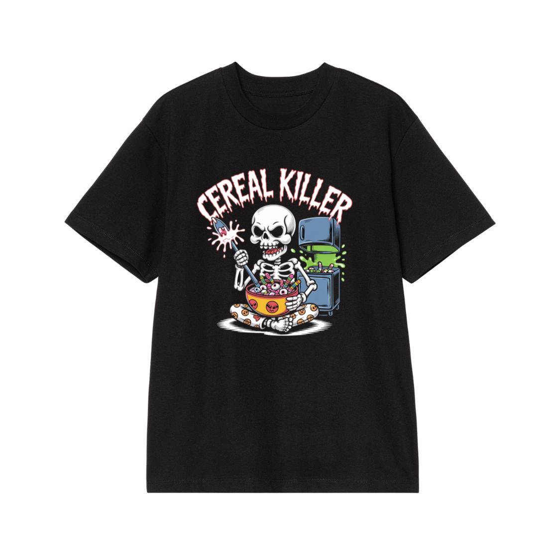 Cereal Killer Skeleton Funny Breakfast Design T-Shirt