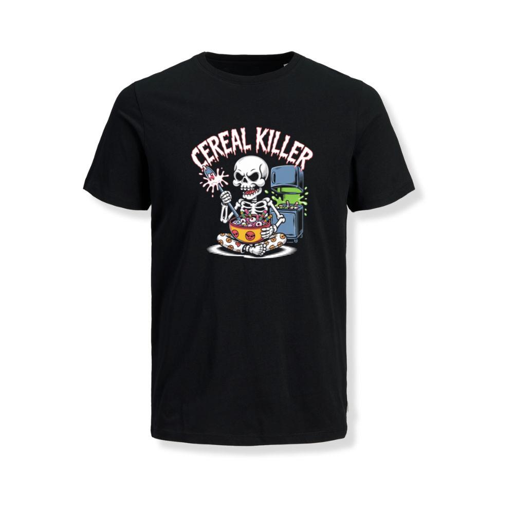 Cereal Killer Skeleton Funny Breakfast Design T-Shirt