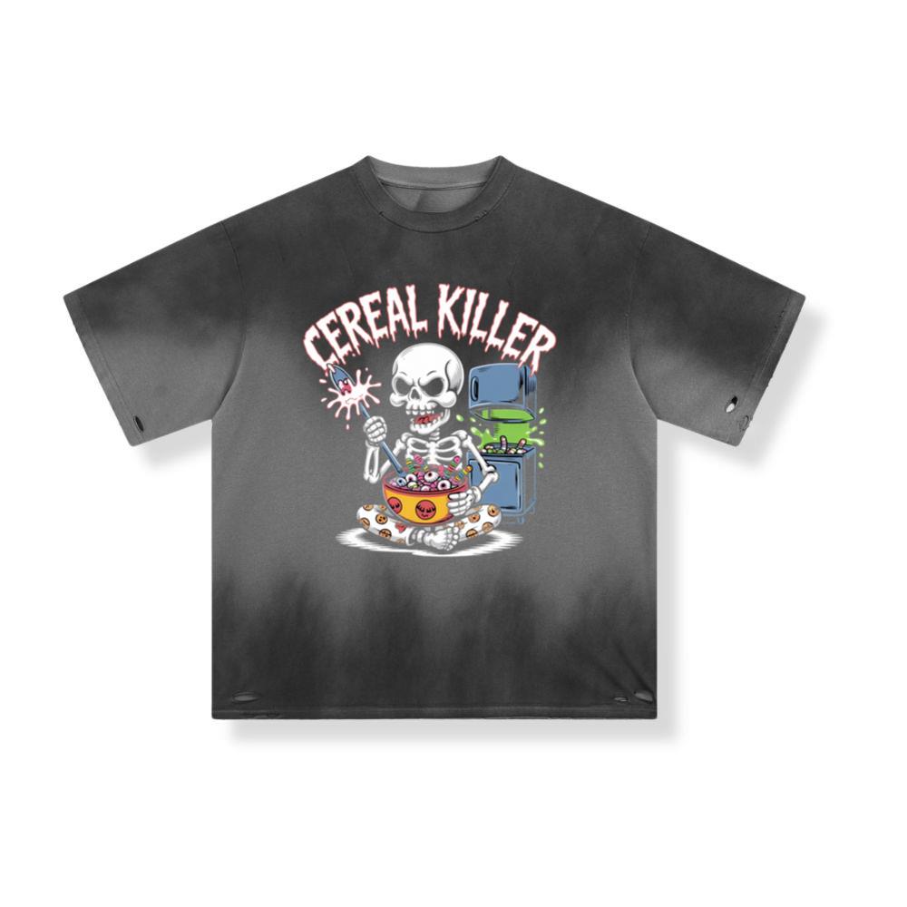Cereal Killer Skeleton Funny Breakfast Design T-Shirt