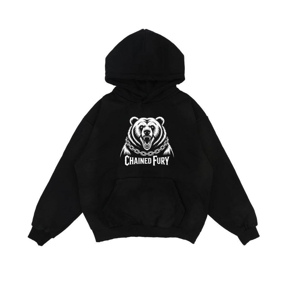 Chained Fury Angry Bear with Chains Ferocious Beast Graphic Hoodie