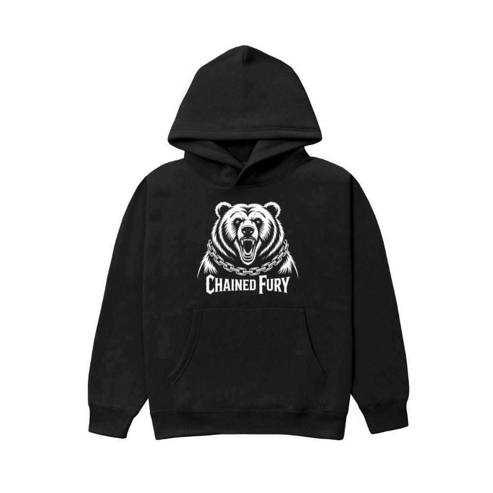 Chained Fury Angry Bear with Chains Ferocious Beast Graphic Hoodie