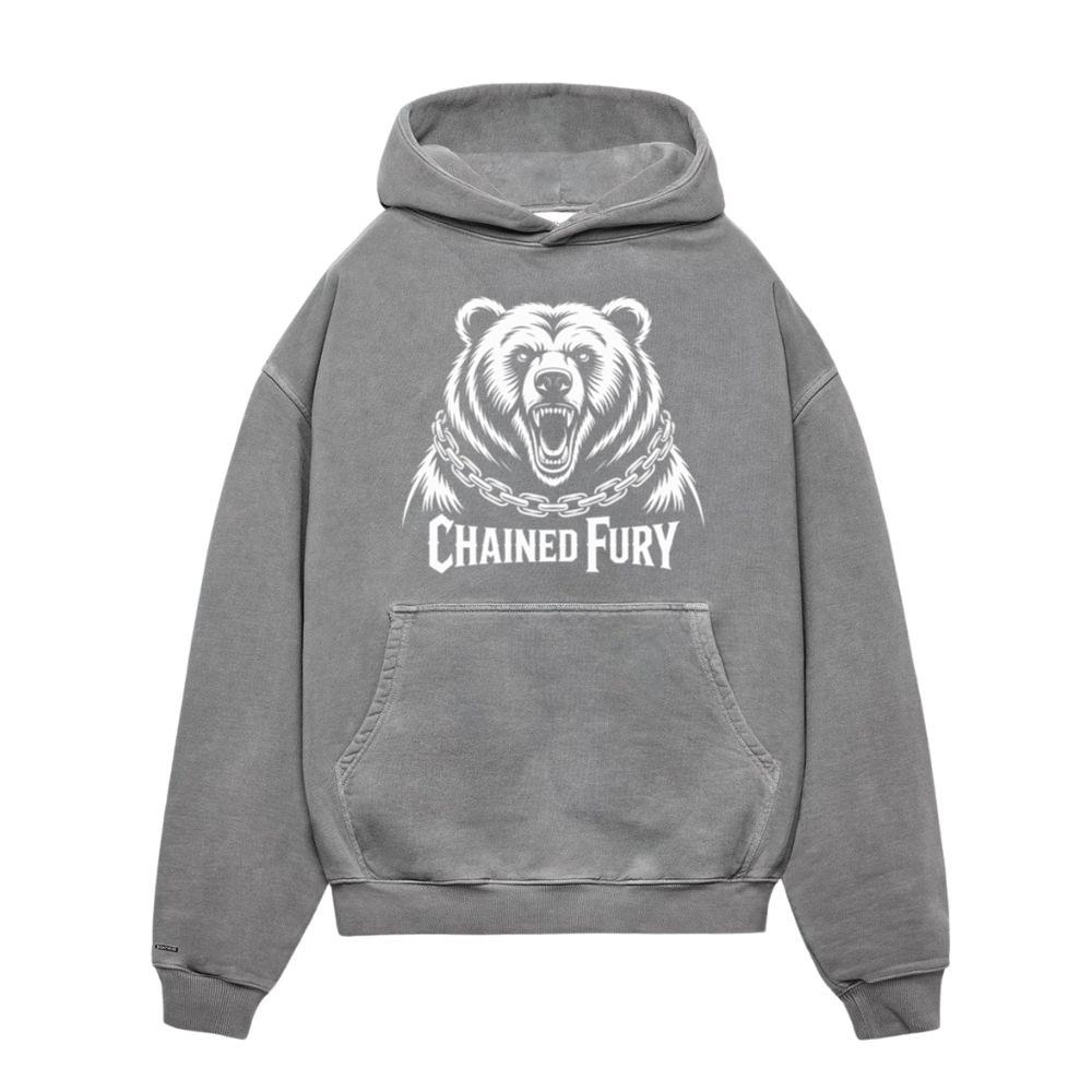 Chained Fury Angry Bear with Chains Ferocious Beast Graphic Hoodies