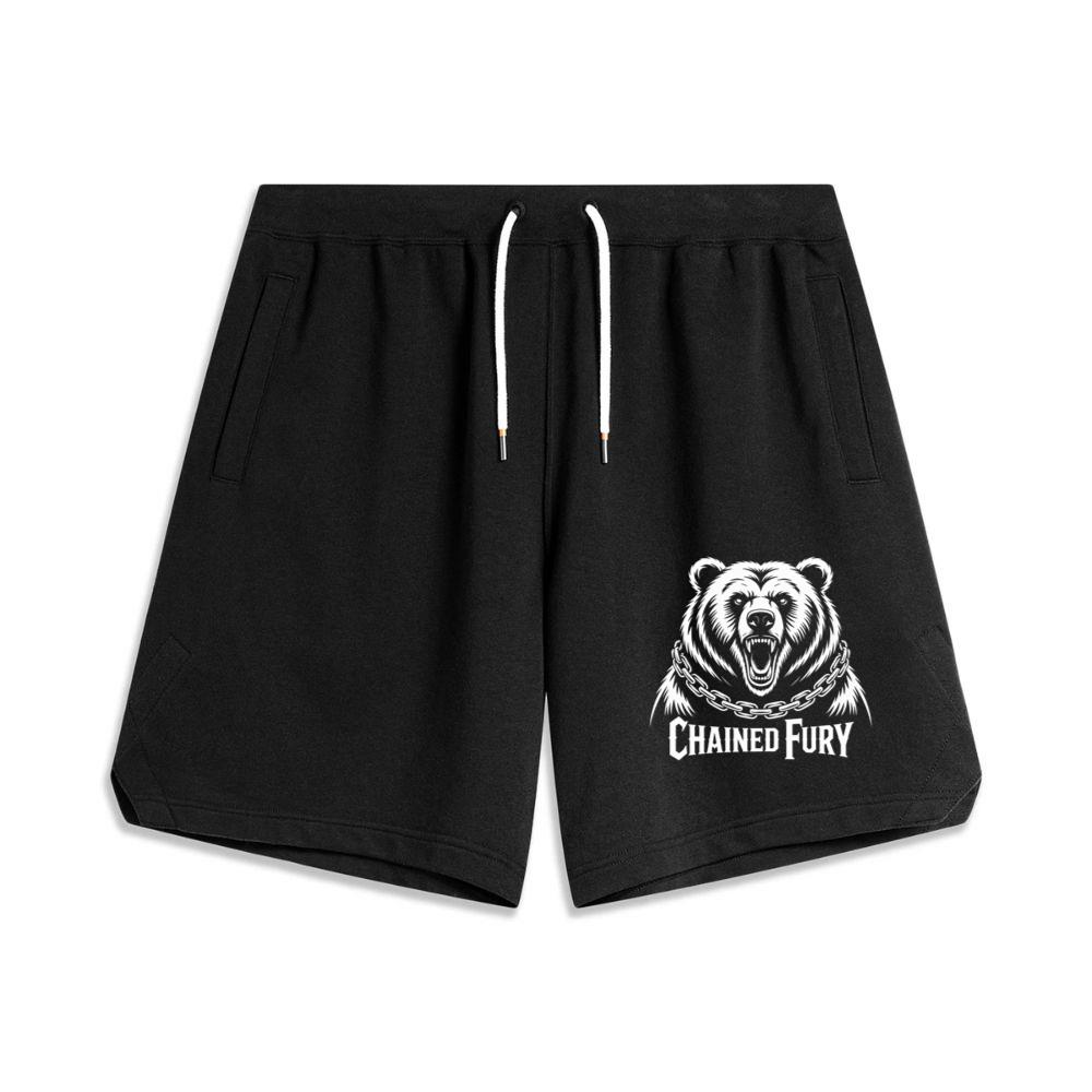Chained Fury Angry Bear with Chains Ferocious Beast Graphic Short