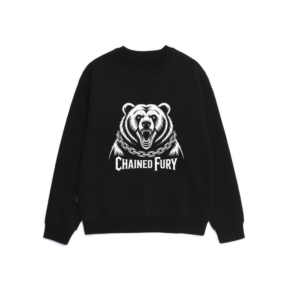 Chained Fury Angry Bear with Chains Ferocious Beast Graphic Sweatshirt