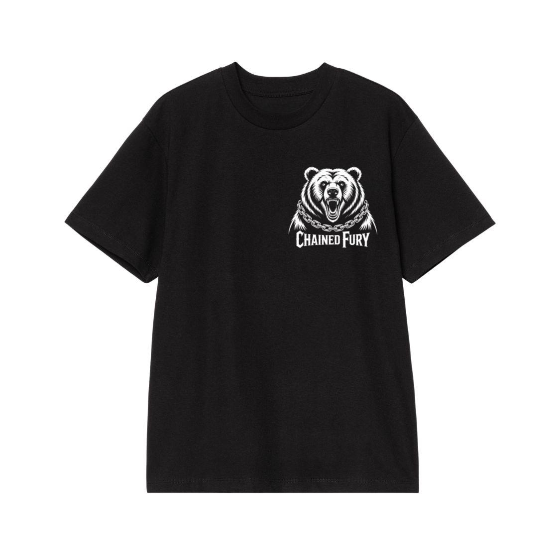 Chained Fury Angry Bear with Chains Ferocious Beast Graphic T-Shirt
