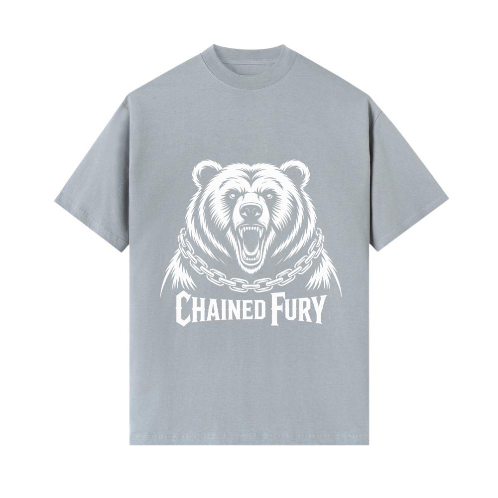 Chained Fury Angry Bear with Chains Ferocious Beast Graphic T-Shirt