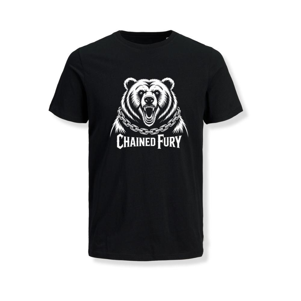 Chained Fury Angry Bear with Chains Ferocious Beast Graphic T-Shirt