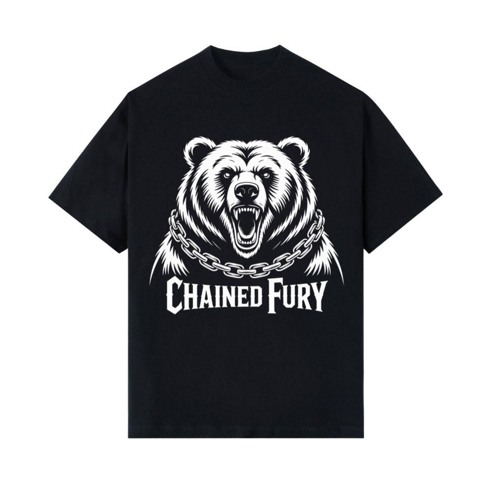 Chained Fury Angry Bear with Chains Ferocious Beast Graphic T-Shirts