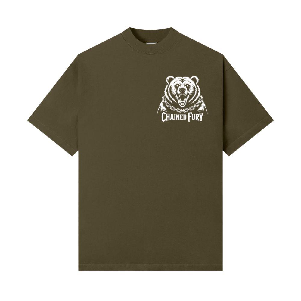Chained Fury Angry Bear with Chains Ferocious Beast Graphic T-Shirts - Image 3