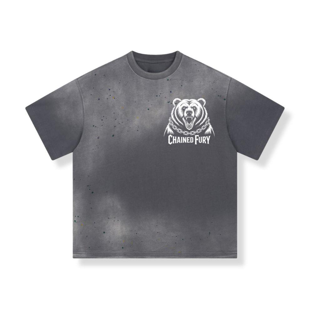 Chained Fury Angry Bear with Chains Ferocious Beast Graphic T-Shirts - Image 4