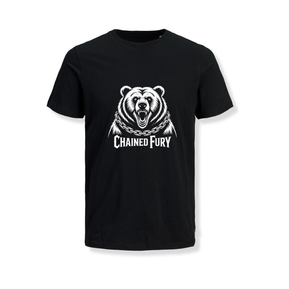 Chained Fury Angry Bear with Chains Ferocious Beast Graphic T-Shirts
