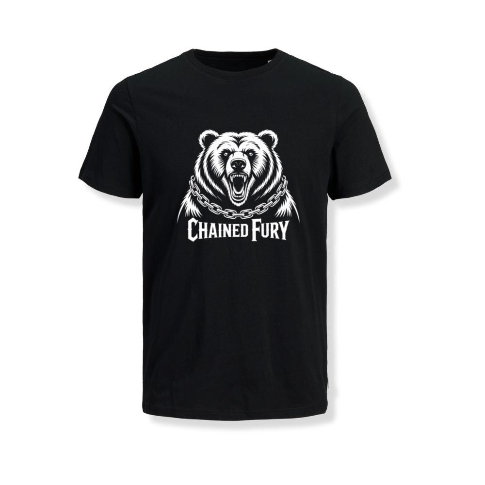 Chained Fury Angry Bear with Chains Ferocious Beast Graphic T-Shirts