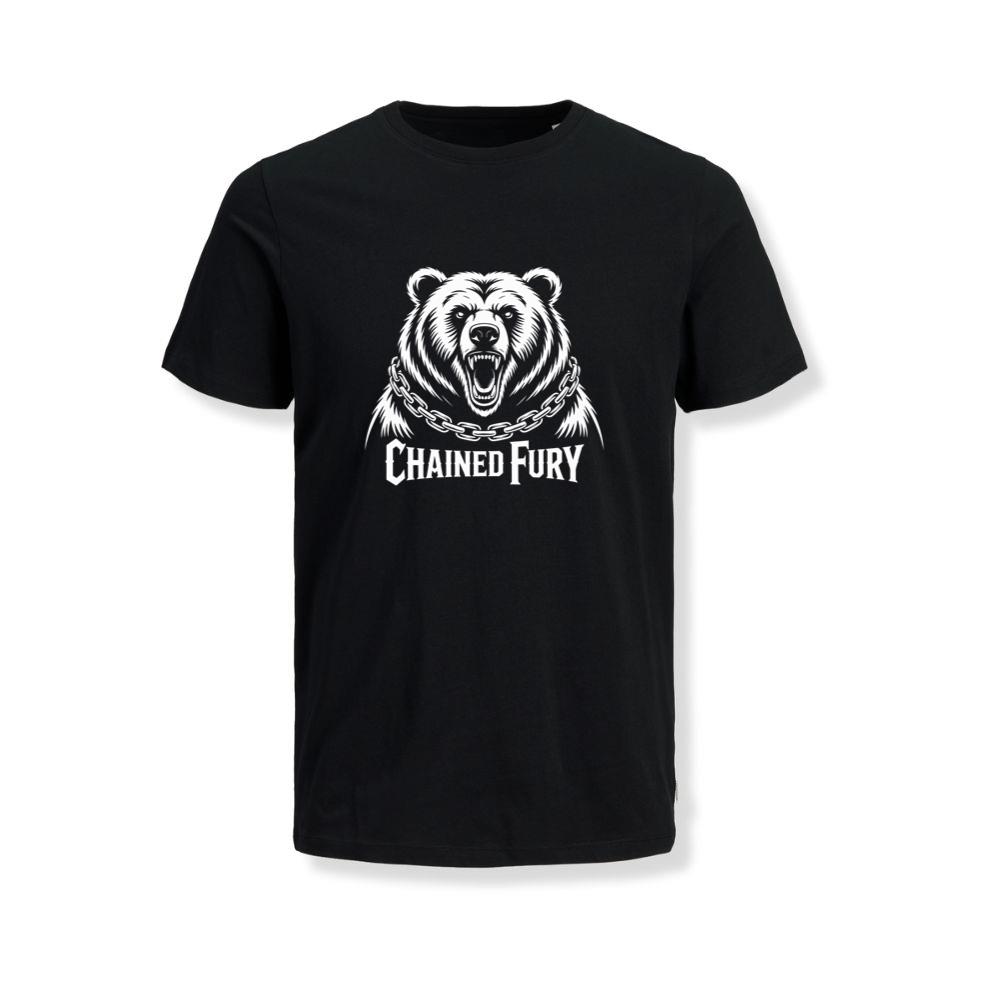 Chained Fury Angry Bear with Chains Ferocious Beast Graphic T-Shirts