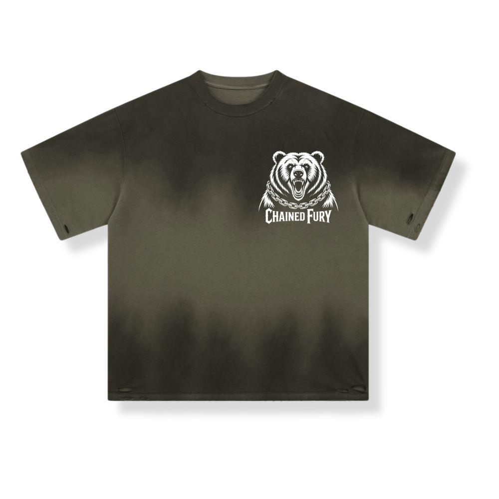 Chained Fury Angry Bear with Chains Ferocious Beast Graphic T-Shirts - Image 3