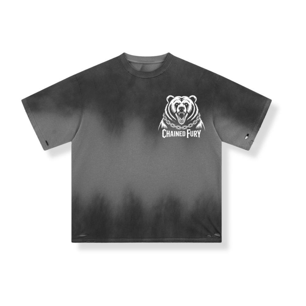 Chained Fury Angry Bear with Chains Ferocious Beast Graphic T-Shirts - Image 2