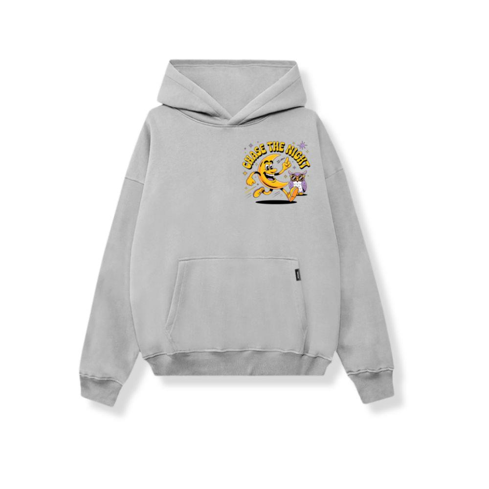 Chase The Night Cartoon Moon Running With Owl Hoodies