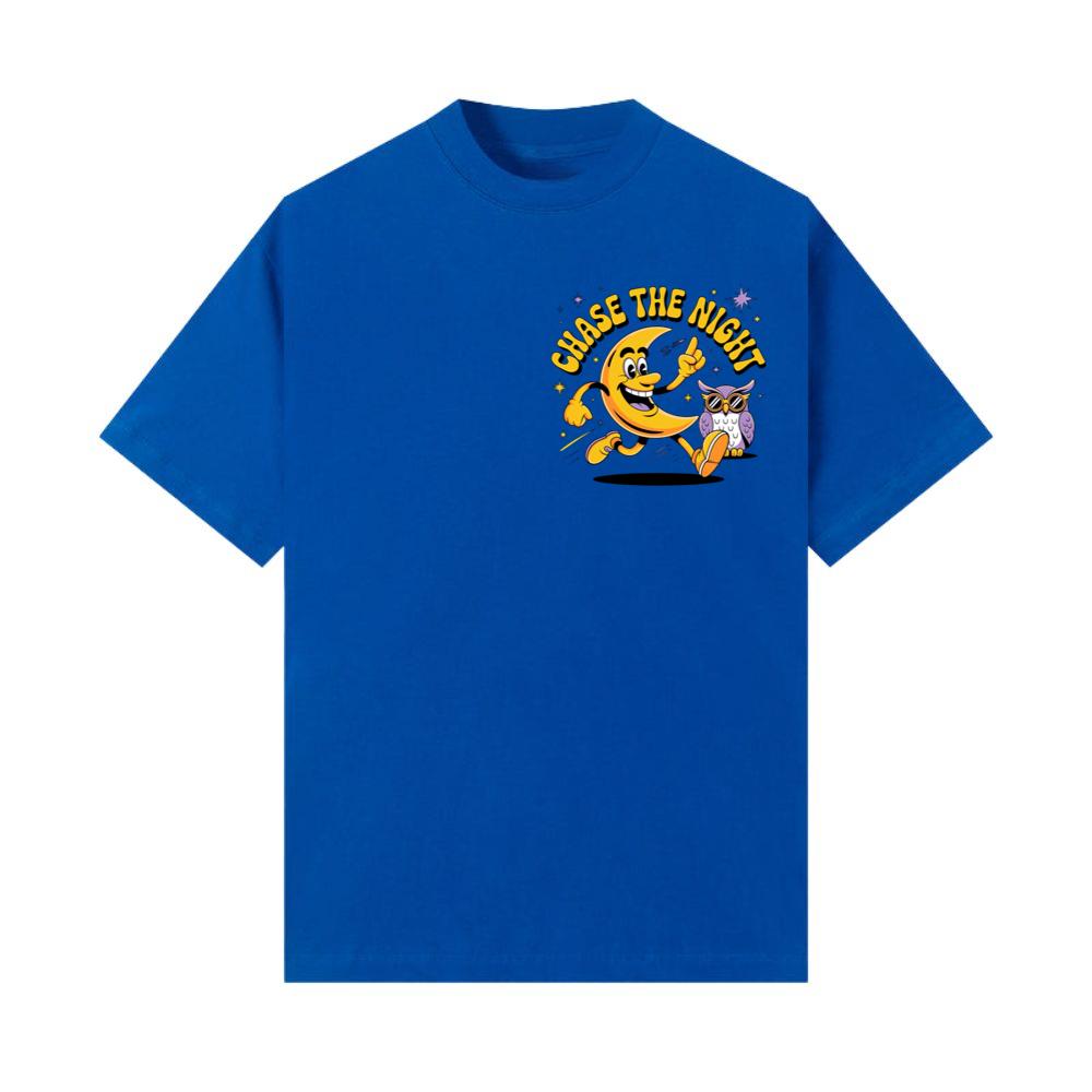 Chase The Night Cartoon Moon Running With Owl T-Shirt