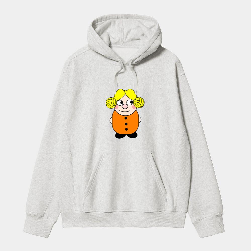 Cheerful Blonde Cartoon Girl Hoodie