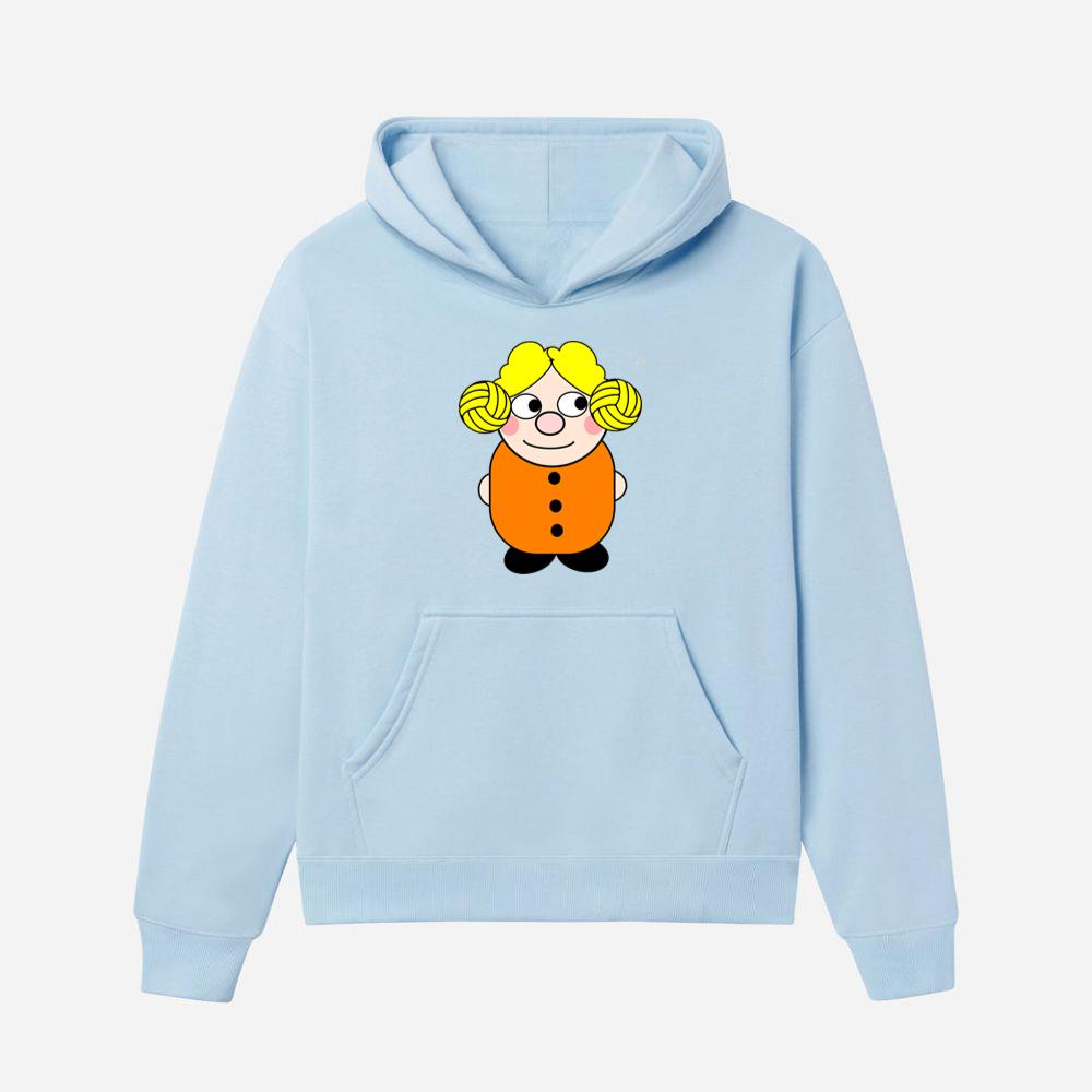 Cheerful Blonde Cartoon Girl Hoodies
