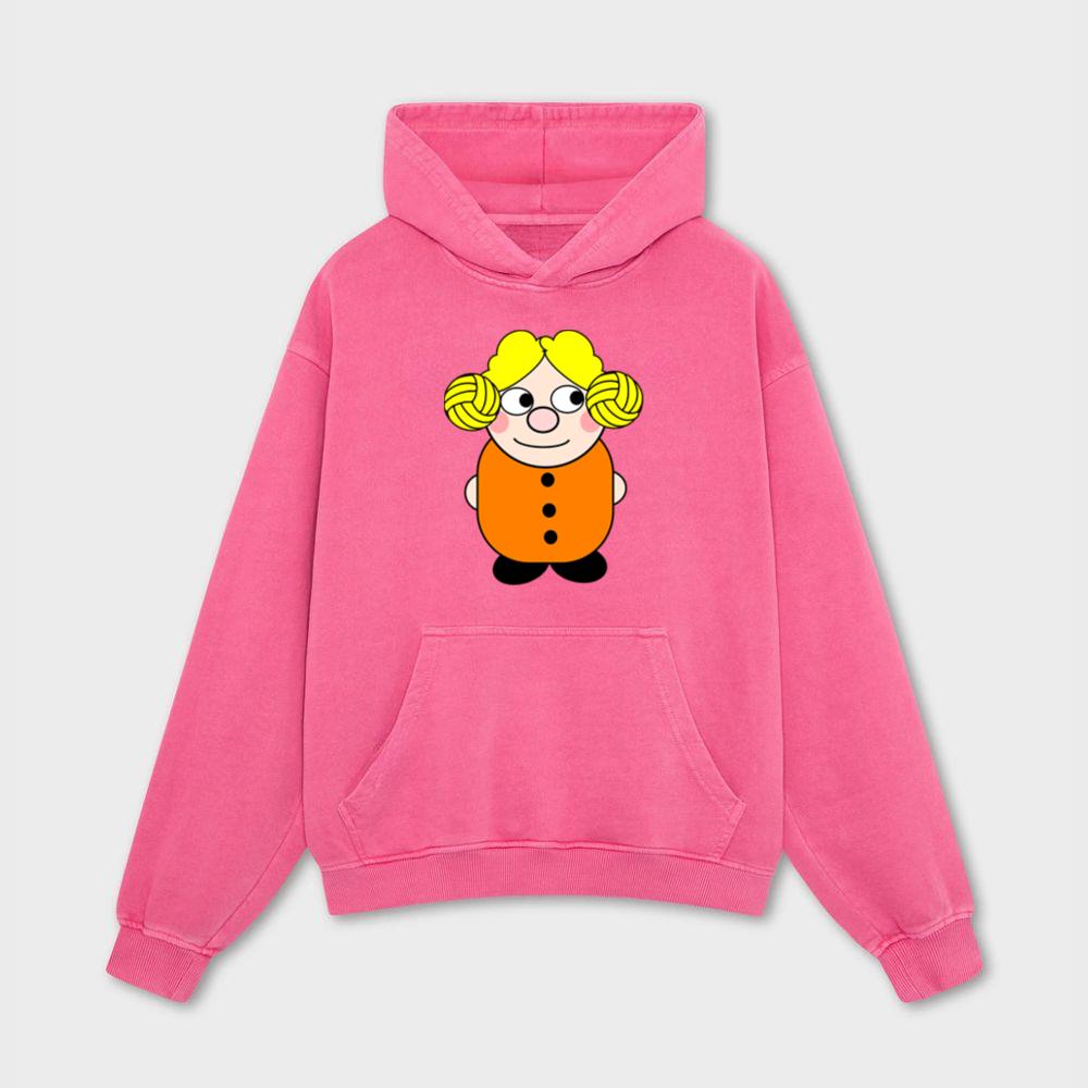 Cheerful Blonde Cartoon Girl Hoodies