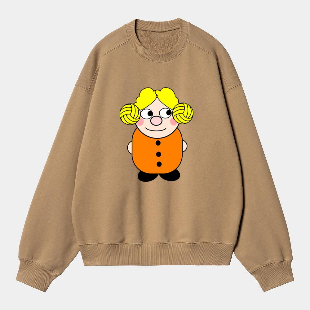 Cheerful Blonde Cartoon Girl Sweatshirt