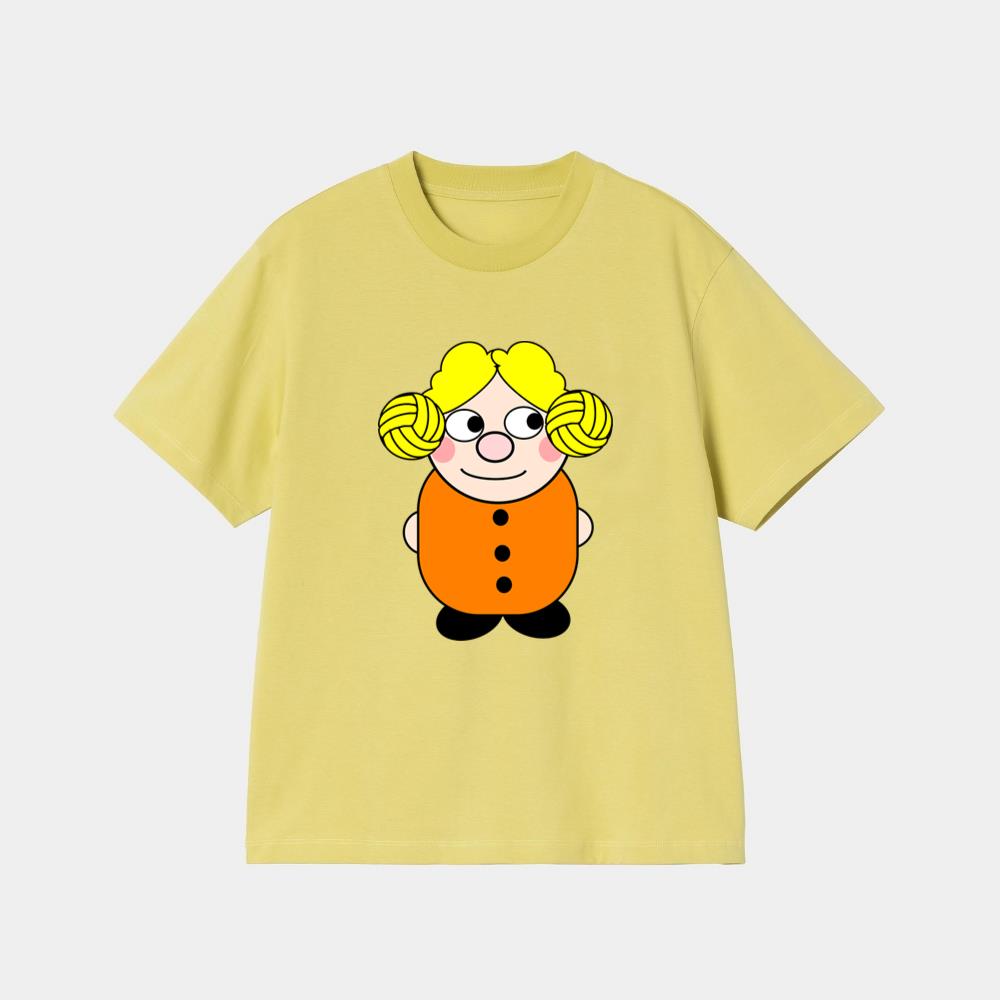 Cheerful Blonde Cartoon Girl T-Shirt - Image 3