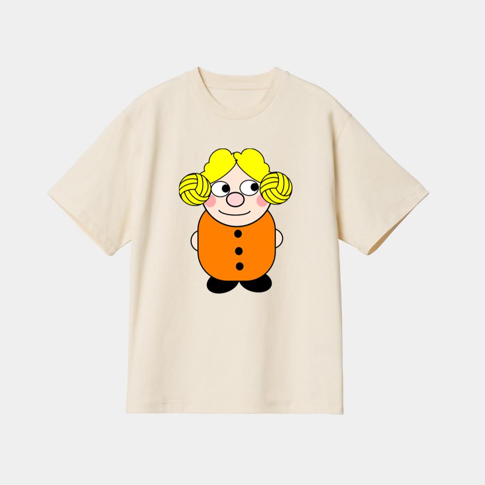 Cheerful Blonde Cartoon Girl T-Shirt - Image 4