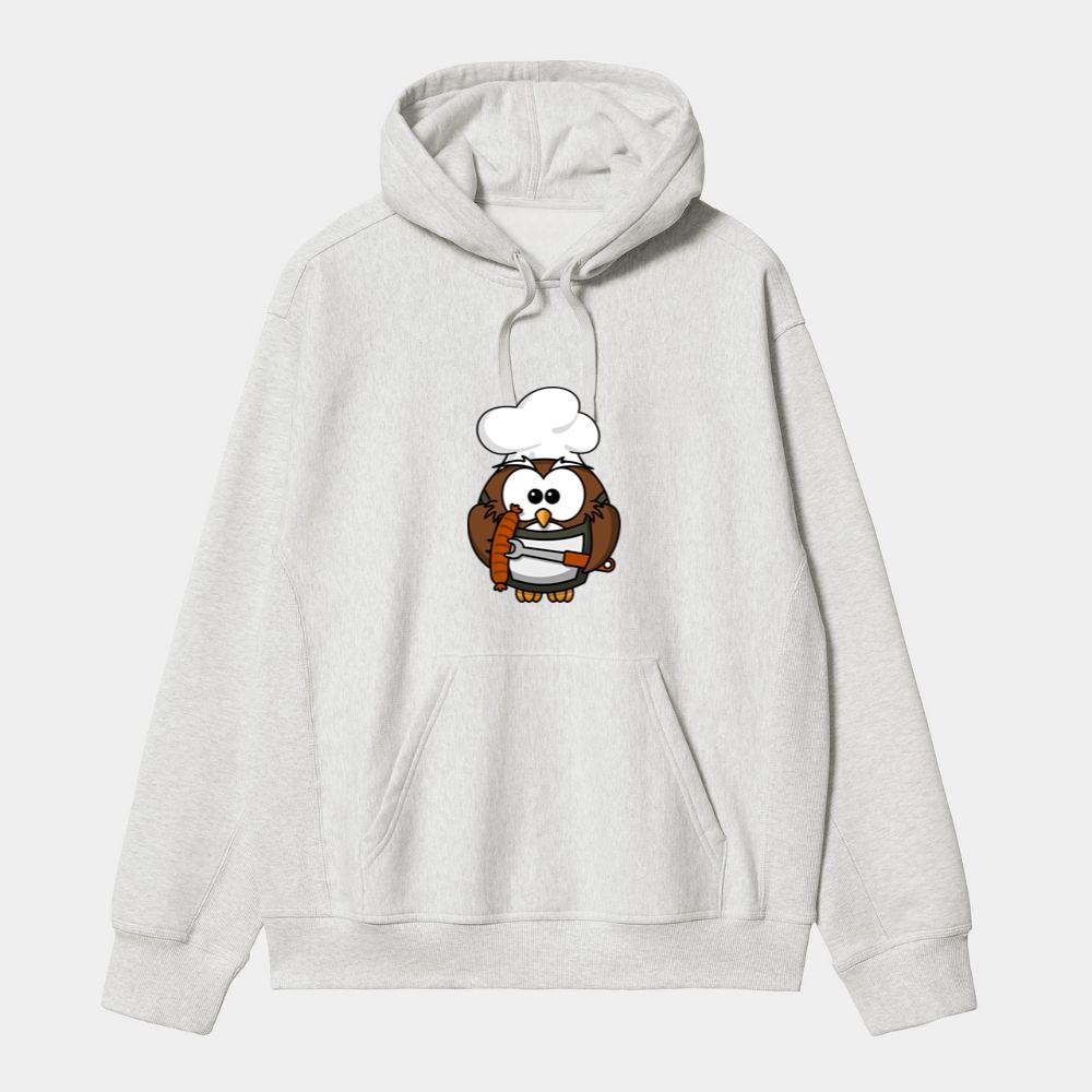 Chef Owl Holding Sausage Hoodie