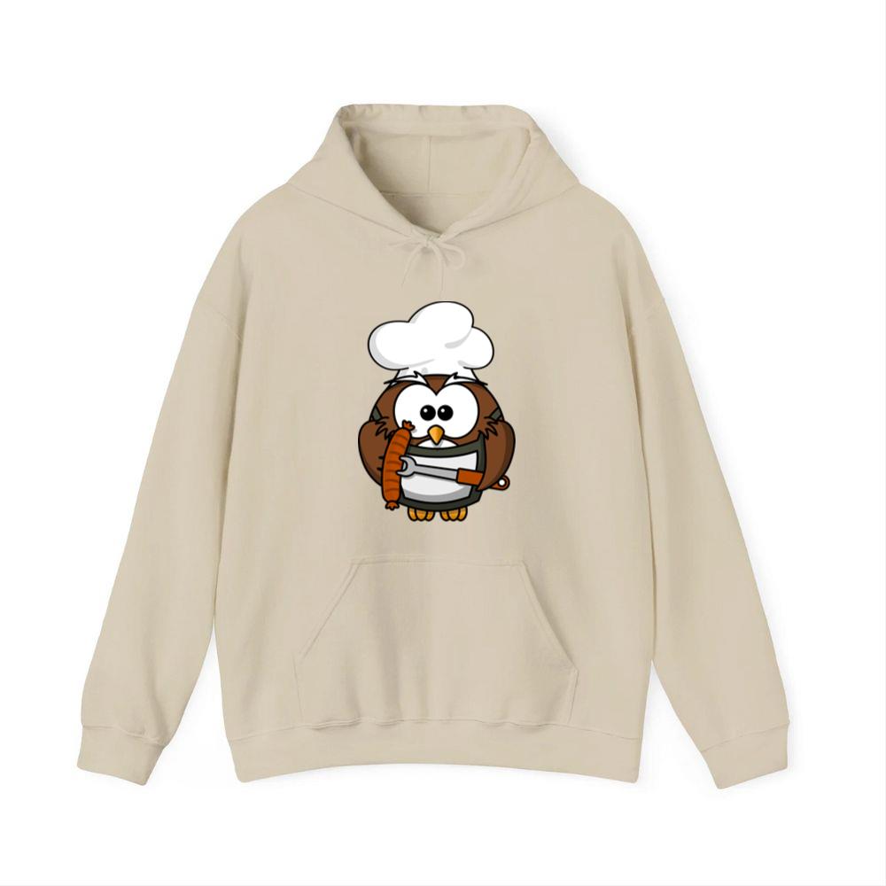 Chef Owl Holding Sausage Hoodies