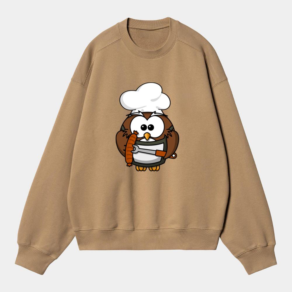 Chef Owl Holding Sausage Sweatshirt