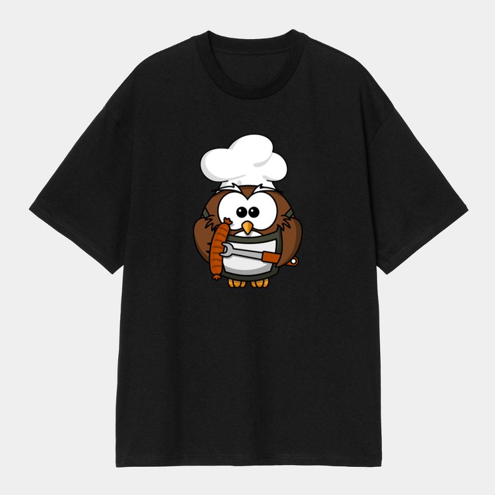 Chef Owl Holding Sausage T-Shirts