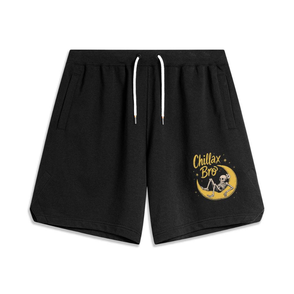 Chillax Bro Skeleton on Moon Cartoon Design Short