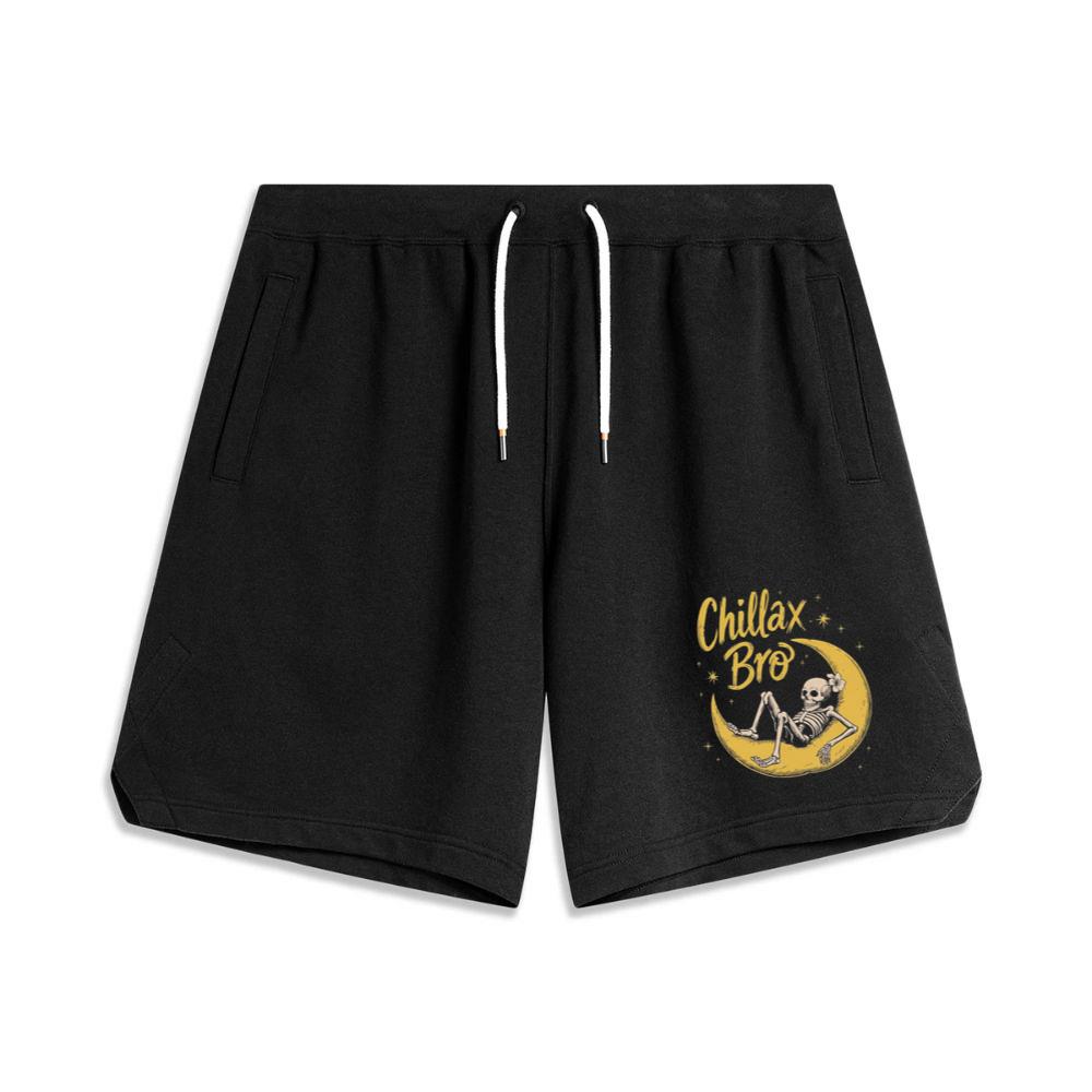 Chillax Bro Skeleton on Moon Cartoon Design Shorts