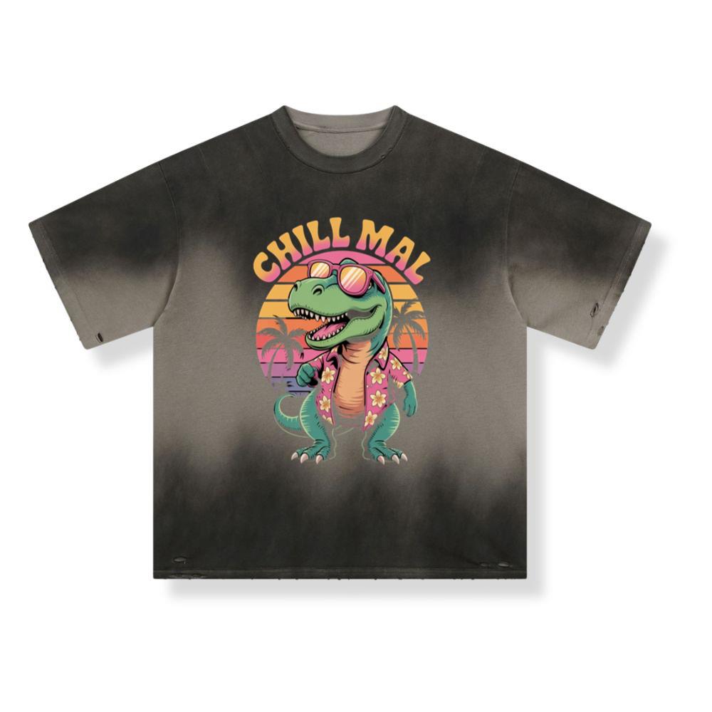 Chillimal Relaxing Dinosaur Retro Design for Beach and Summer Mood T-Shirt - Image 3