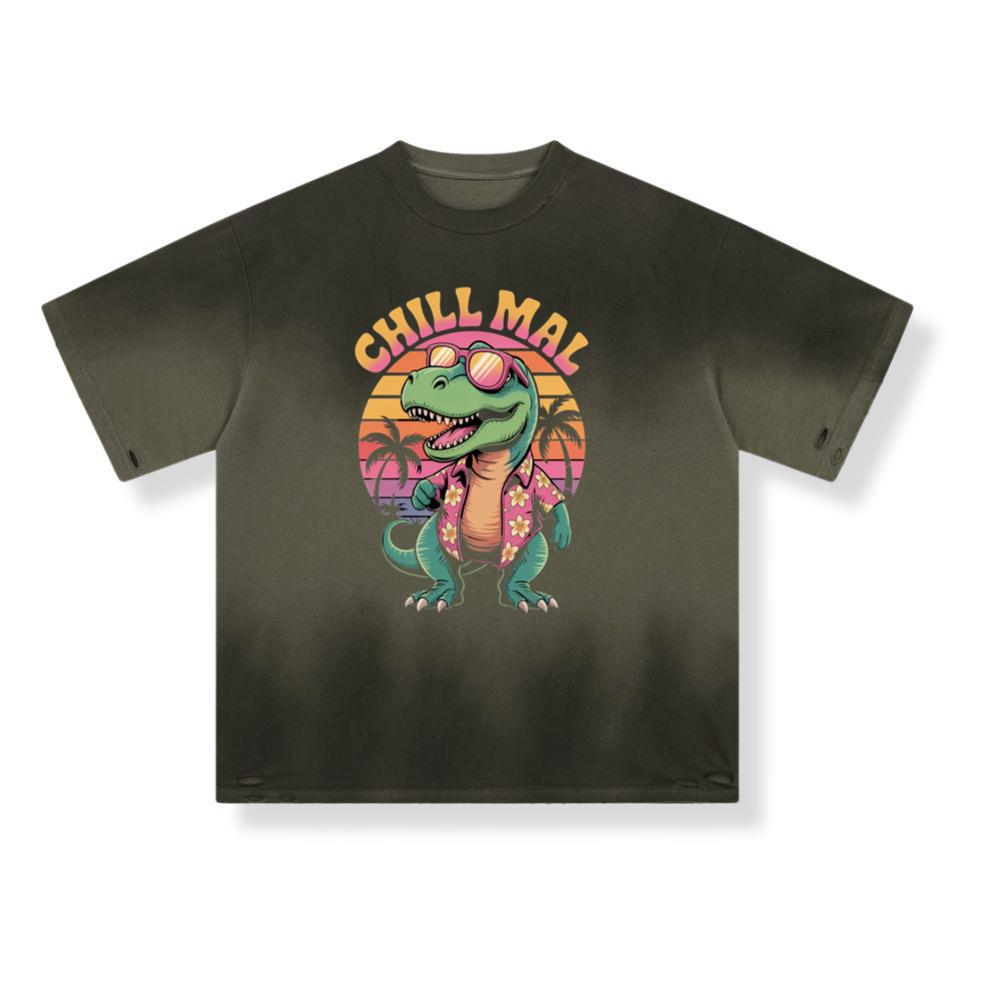 Chillimal Relaxing Dinosaur Retro Design for Beach and Summer Mood T-Shirt - Image 2