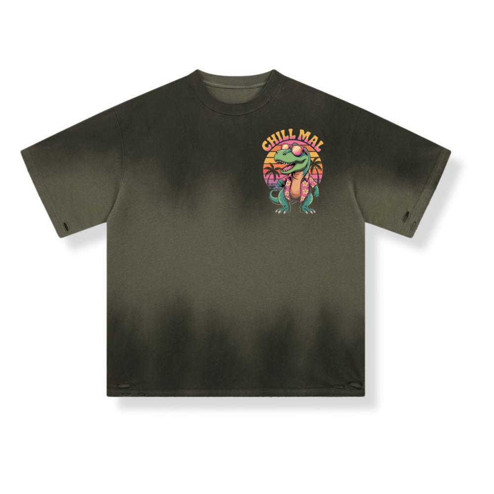 Chillimal Relaxing Dinosaur Retro Design for Beach and Summer Mood T-Shirt - Image 3