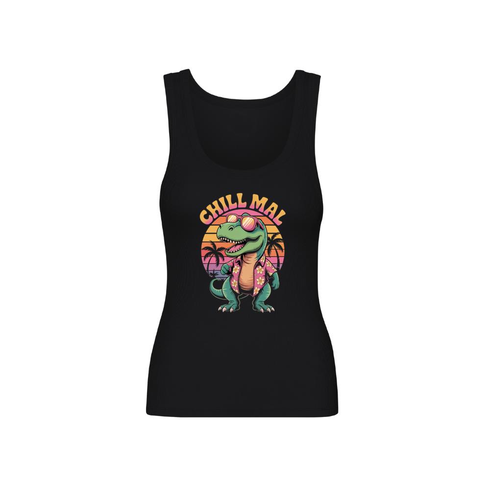 Chillimal Relaxing Dinosaur Retro Design for Beach and Summer Mood Tank Top