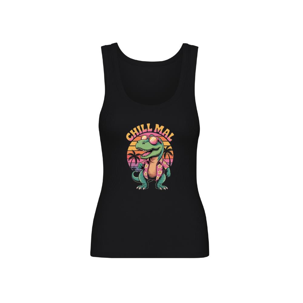 Chillimal Relaxing Dinosaur Retro Design for Beach and Summer Mood TankTop 