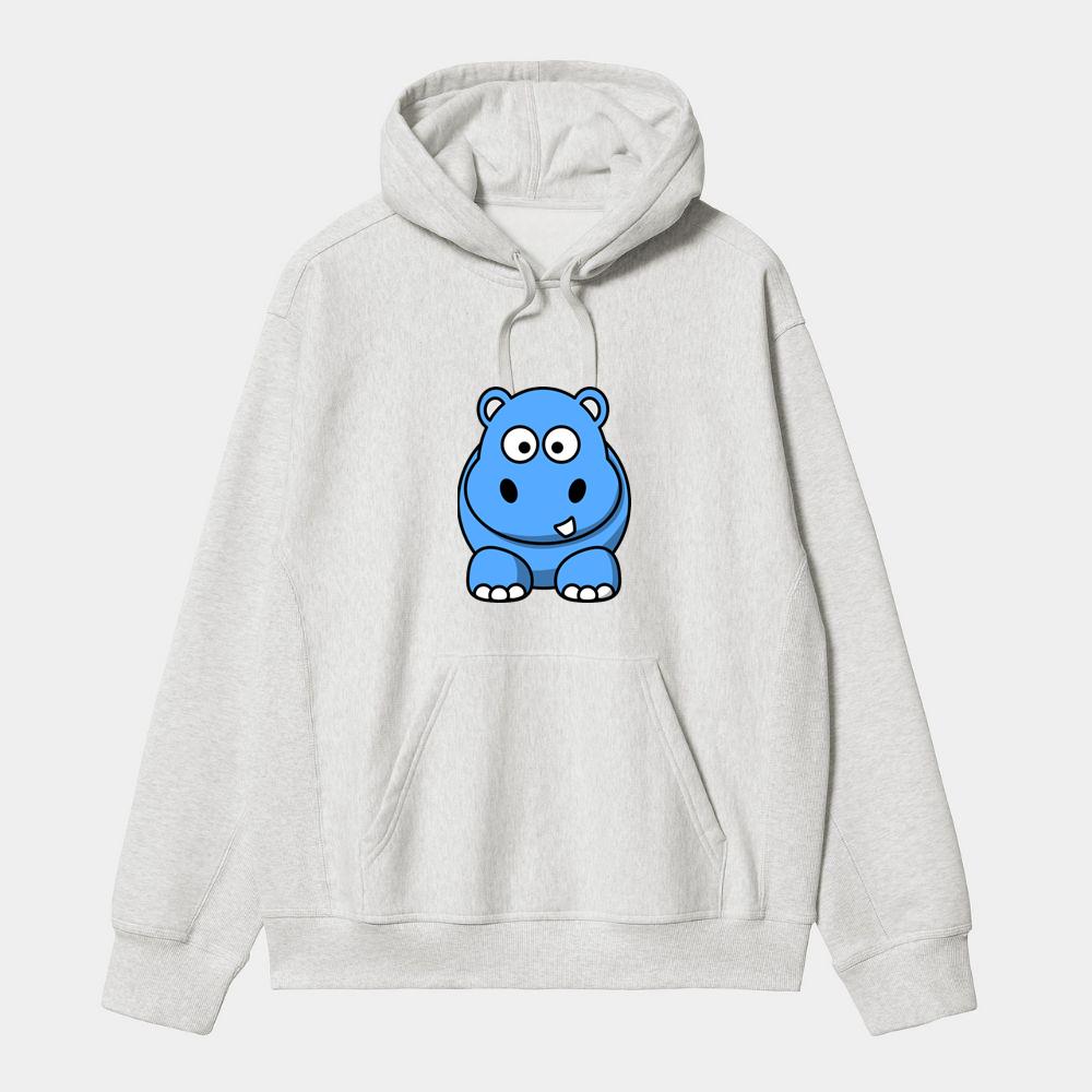 Chubby Blue Hippo Character Hoodie
