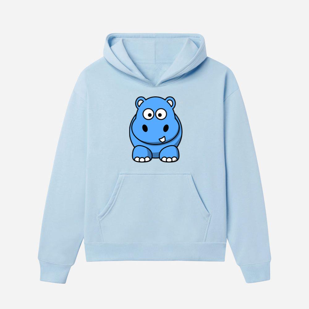 Chubby Blue Hippo Character Hoodies