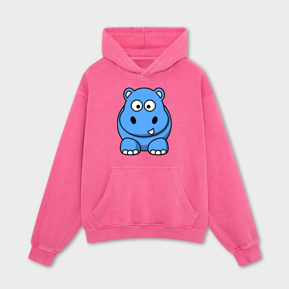 Chubby Blue Hippo Character Hoodies