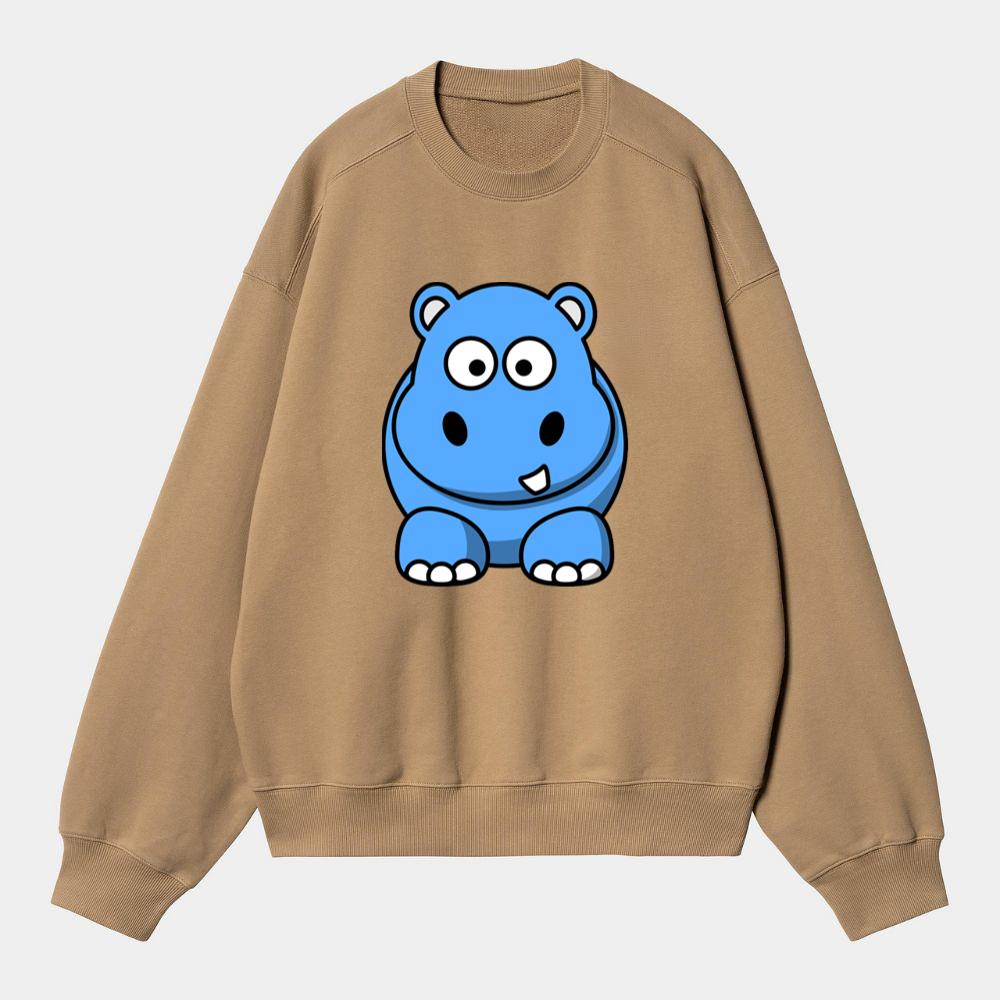 Chubby Blue Hippo Character Sweatshirt