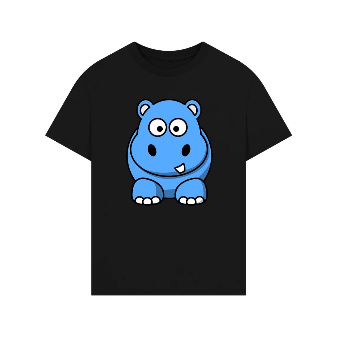Chubby Blue Hippo Character T-Shirt