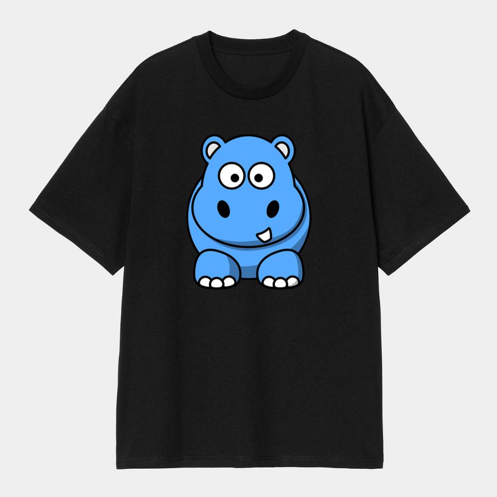 Chubby Blue Hippo Character T-Shirts