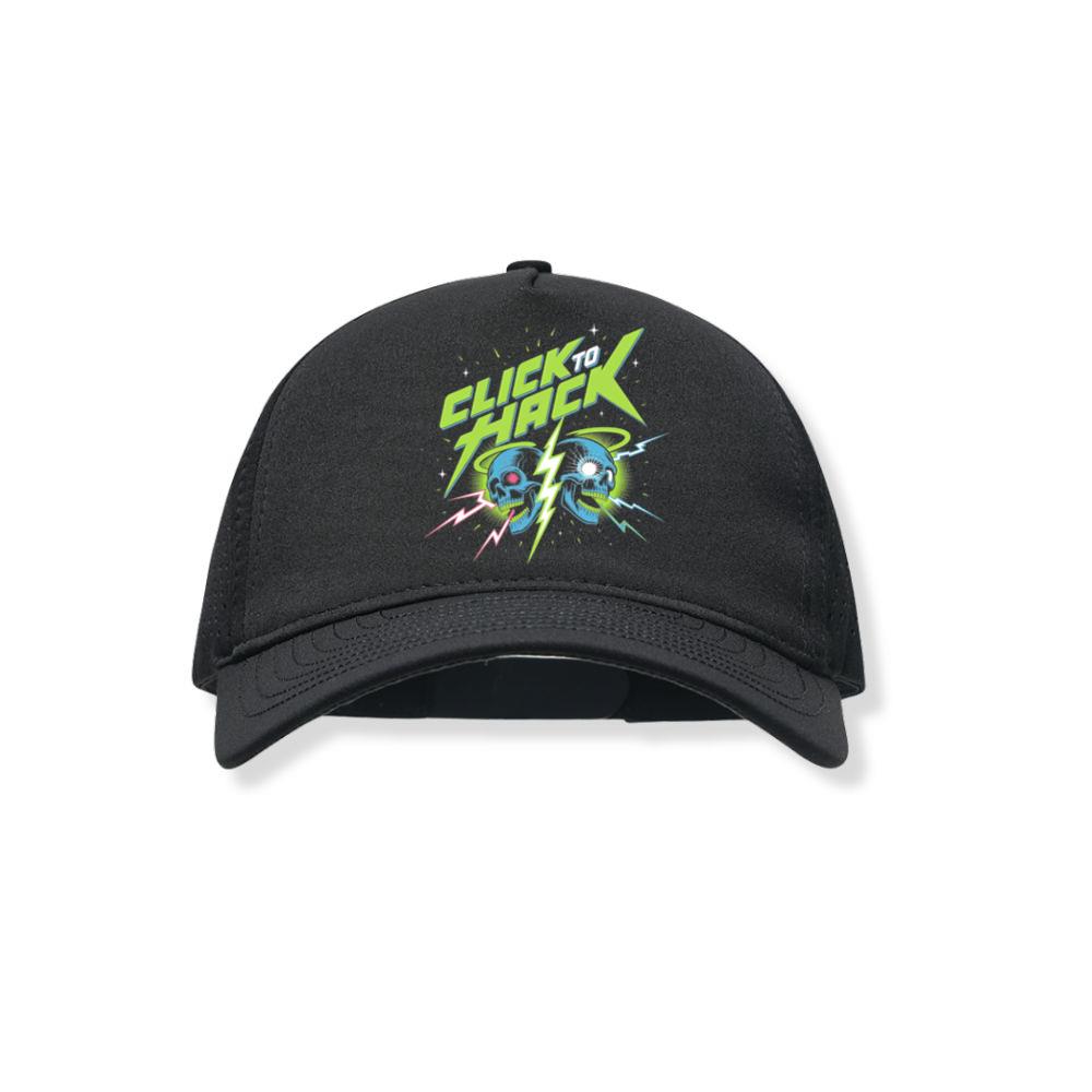 Click to Hack Skull Cyberpunk Neon Design Black Hat