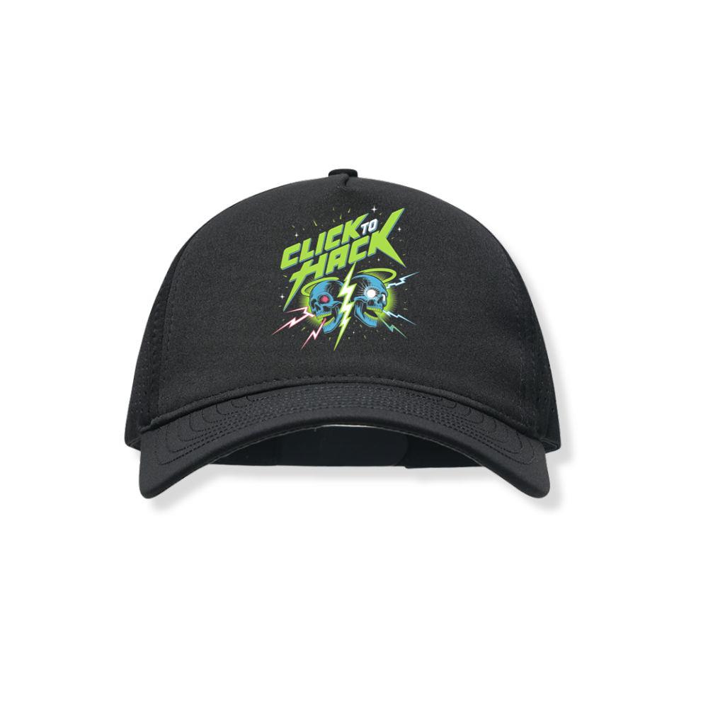 Click to Hack Skull Cyberpunk Neon Design Black Hat