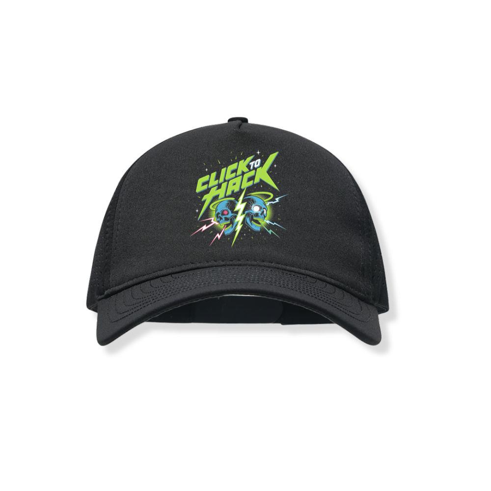 Click to Hack Skull Cyberpunk Neon Design Black Hat