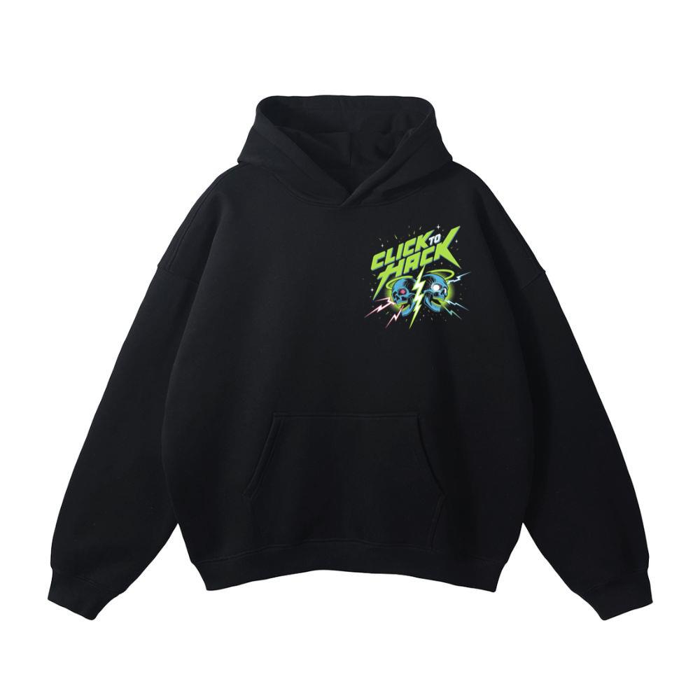 Click to Hack Skull Cyberpunk Neon Design Hoodie