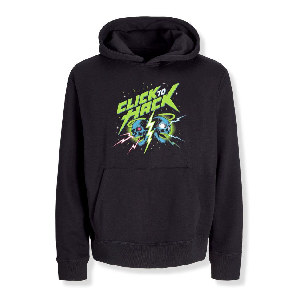 Click to Hack Skull Cyberpunk Neon Design Hoodies