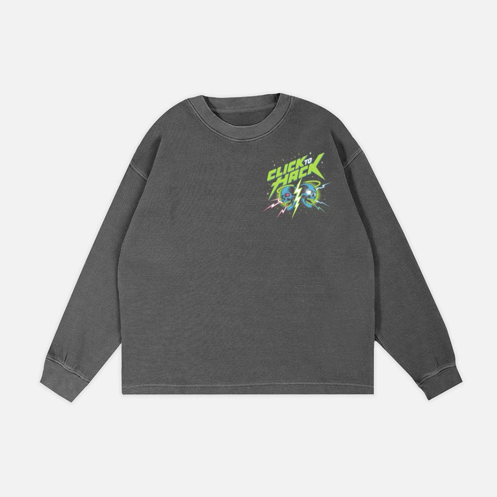 Click to Hack Skull Cyberpunk Neon Design Sweatshirt - Image 2